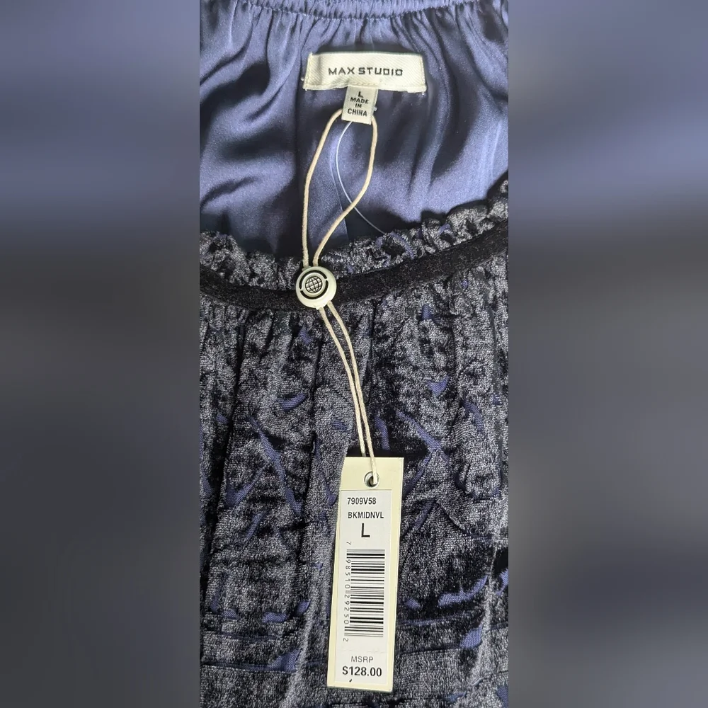NWT ... Max Studio Velvet Burnout Sleeveless Dress Size L - Picture 2 of 12